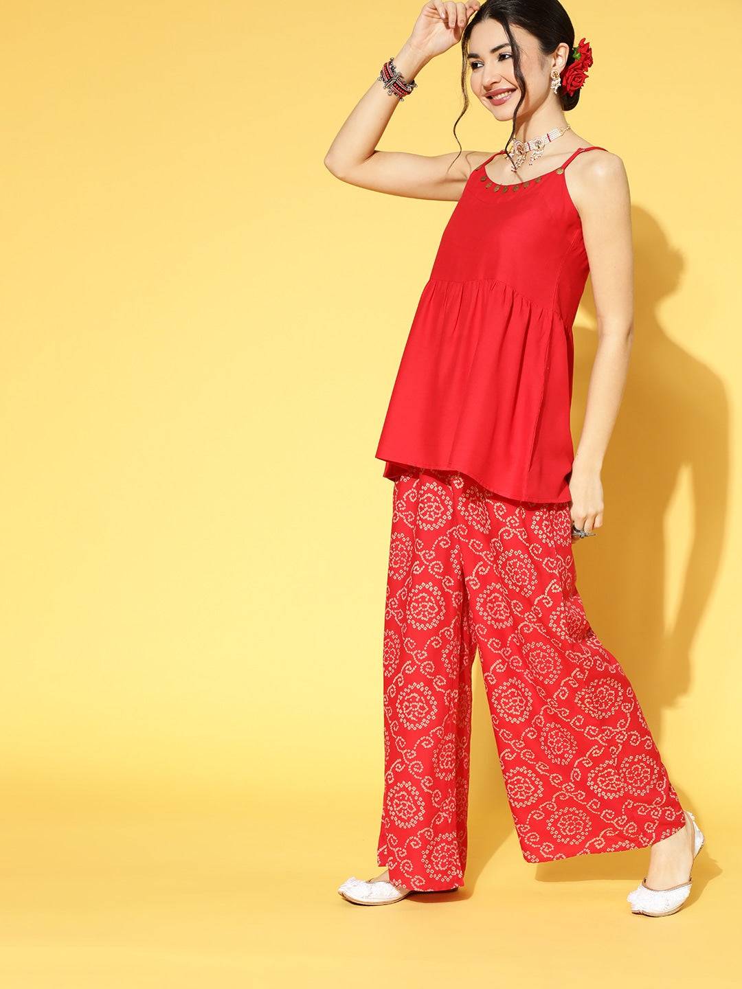 Maroon with Cream Floral Print Top with Culottes for Girls – Seasons Chennai